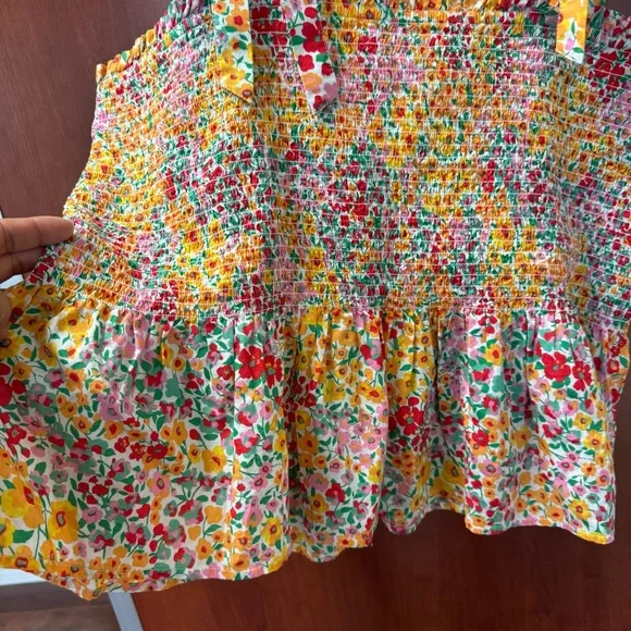 J. Crew  Top Dainty Floral Print Cotton Size 2X Peplum Elastic Body  Adjustable - Picture 5 of 13